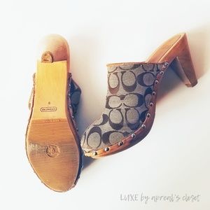 Coach | Shoes | Authentic Coach Signature Stud Wooden Mule | Poshmark